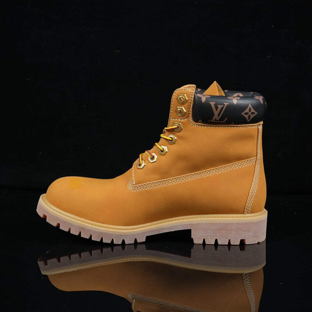 Timberland 6-Inch Design-Inspired - "LV Monogram Collar" Wheat - TIM-LVMONOCOLLAR-010 - Sole Revival and Redemption LLC
