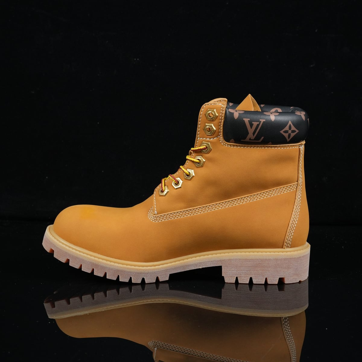 Timberland 6-Inch Design-Inspired - "LV Monogram Collar" Wheat - TIM-LVMONOCOLLAR-010 - Sole Revival and Redemption LLC