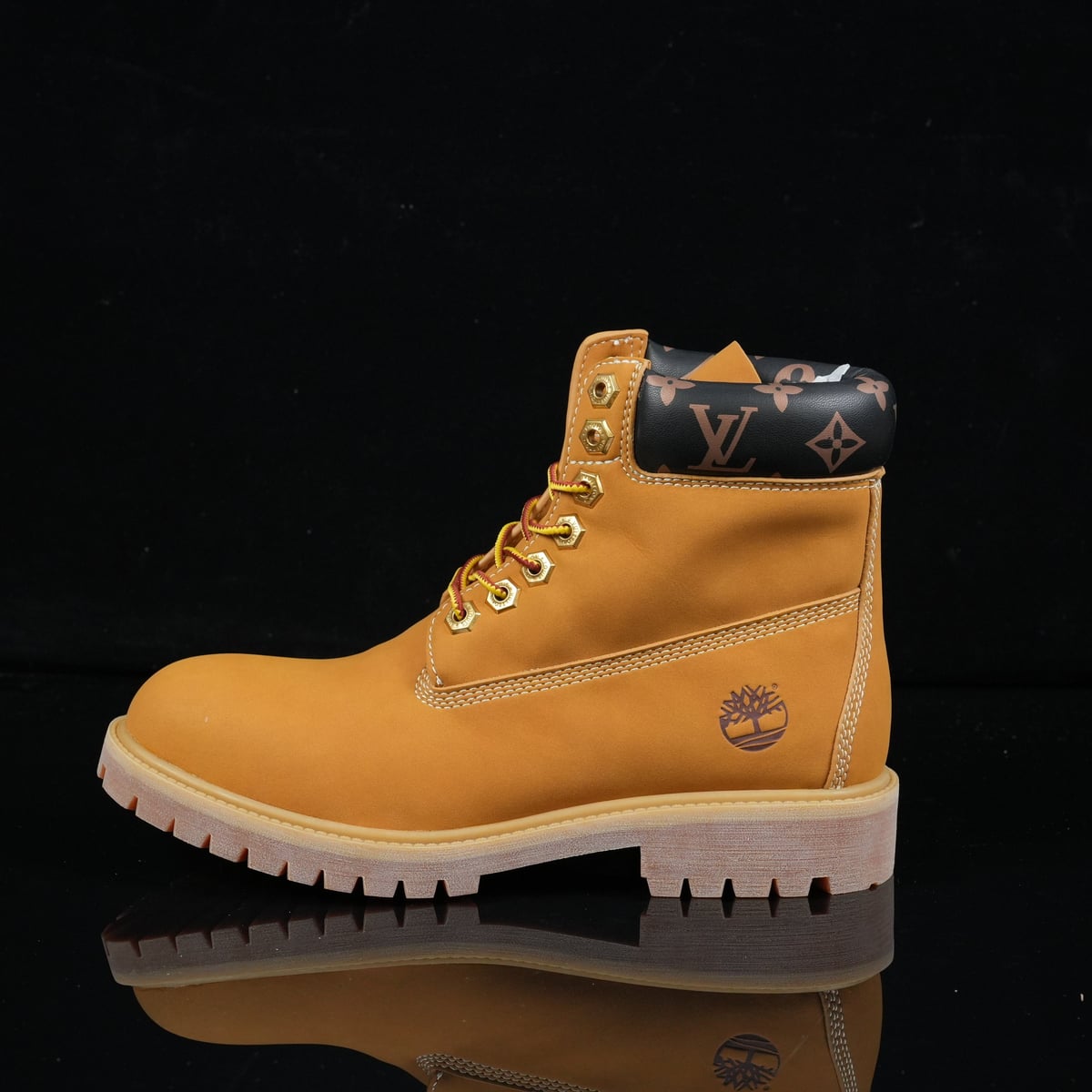 Timberland 6-Inch Design-Inspired - "LV Monogram Collar" Wheat - TIM-LVMONOCOLLAR-010 - Sole Revival and Redemption LLC