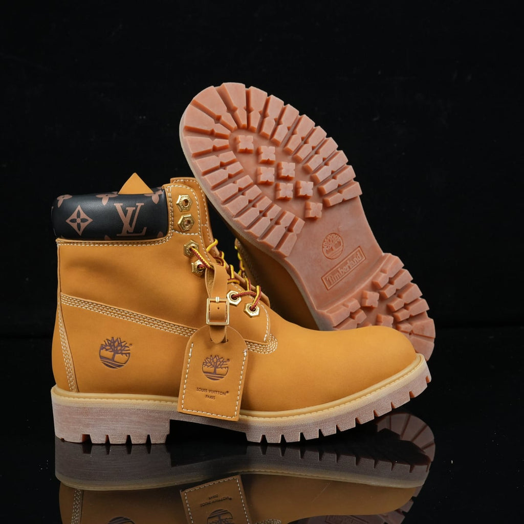 Timberland 6-Inch Design-Inspired - "LV Monogram Collar" Wheat - TIM-LVMONOCOLLAR-010 - Sole Revival and Redemption LLC