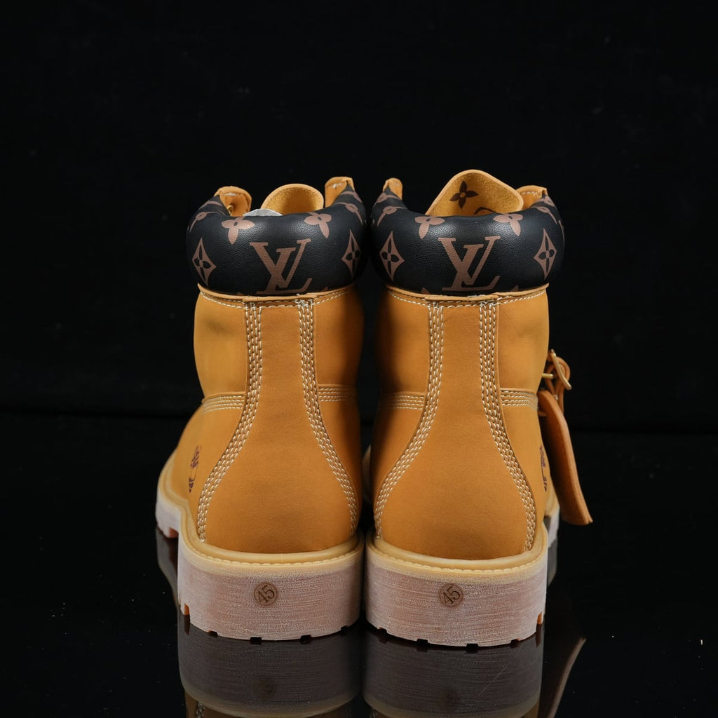 Timberland 6-Inch Design-Inspired - "LV Monogram Collar" Wheat - TIM-LVMONOCOLLAR-010 - Sole Revival and Redemption LLC