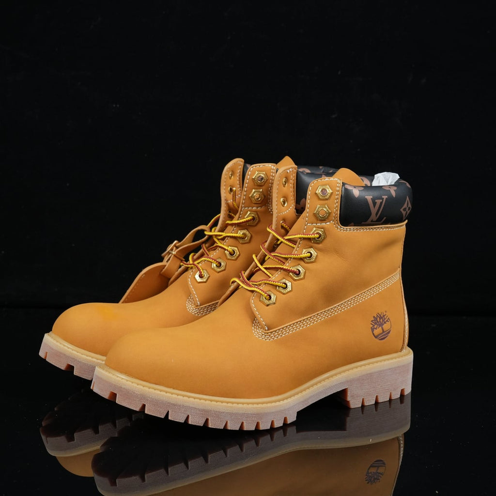 Timberland 6-Inch Design-Inspired - "LV Monogram Collar" Wheat - TIM-LVMONOCOLLAR-010 - Sole Revival and Redemption LLC
