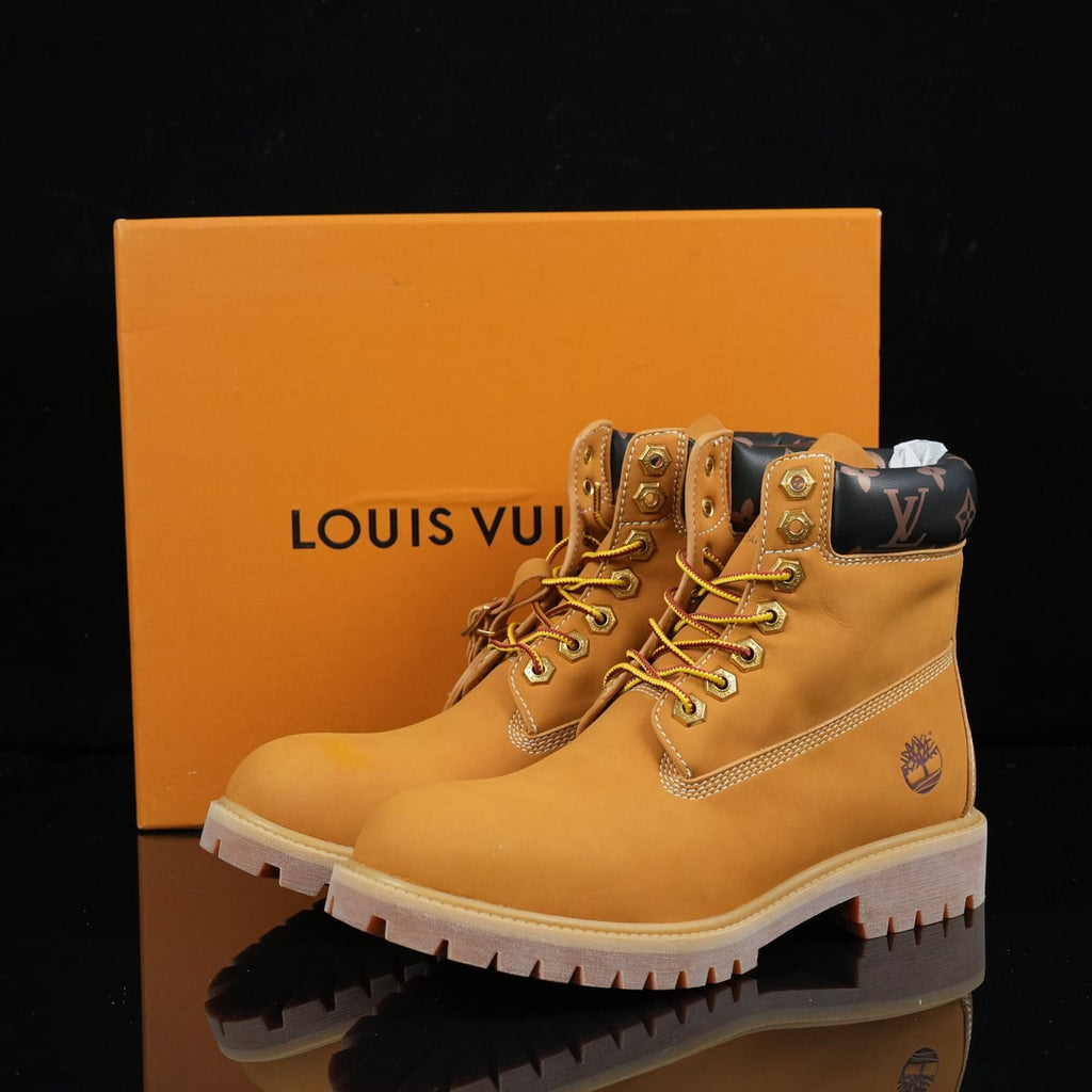 Timberland 6-Inch Design-Inspired - "LV Monogram Collar" Wheat - TIM-LVMONOCOLLAR-010 - Sole Revival and Redemption LLC