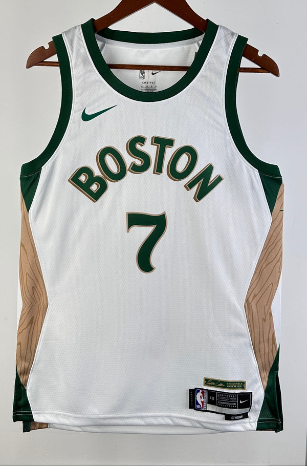 Boston Celtics — Jaylen Brown #7 City Edition Jersey (White/Green/Wood)