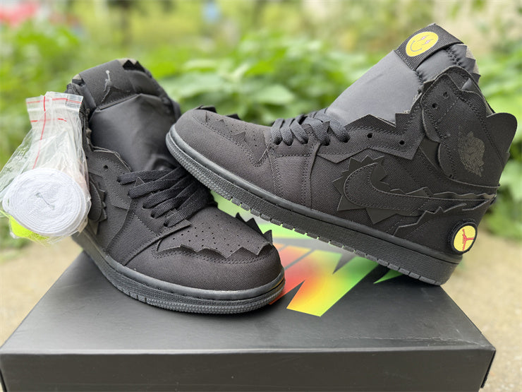Jordan 1 High Design-Inspired - J Balvin "Blacked Out" "Black" Custom Tribute - AJ1-BLVNJ-046