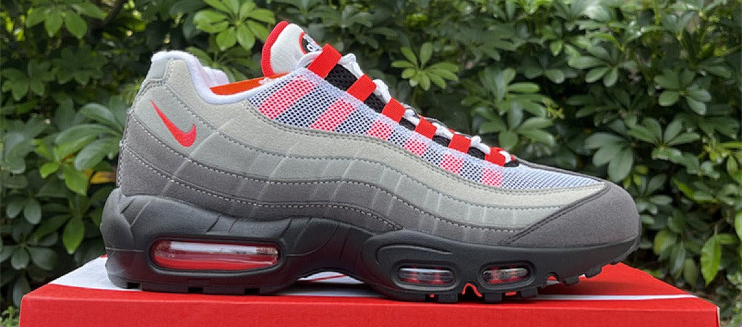 Nike Air Max 95 – Design-Inspired "Grey Red Solar" Custom Tribute Build AM95-GRYRED-007