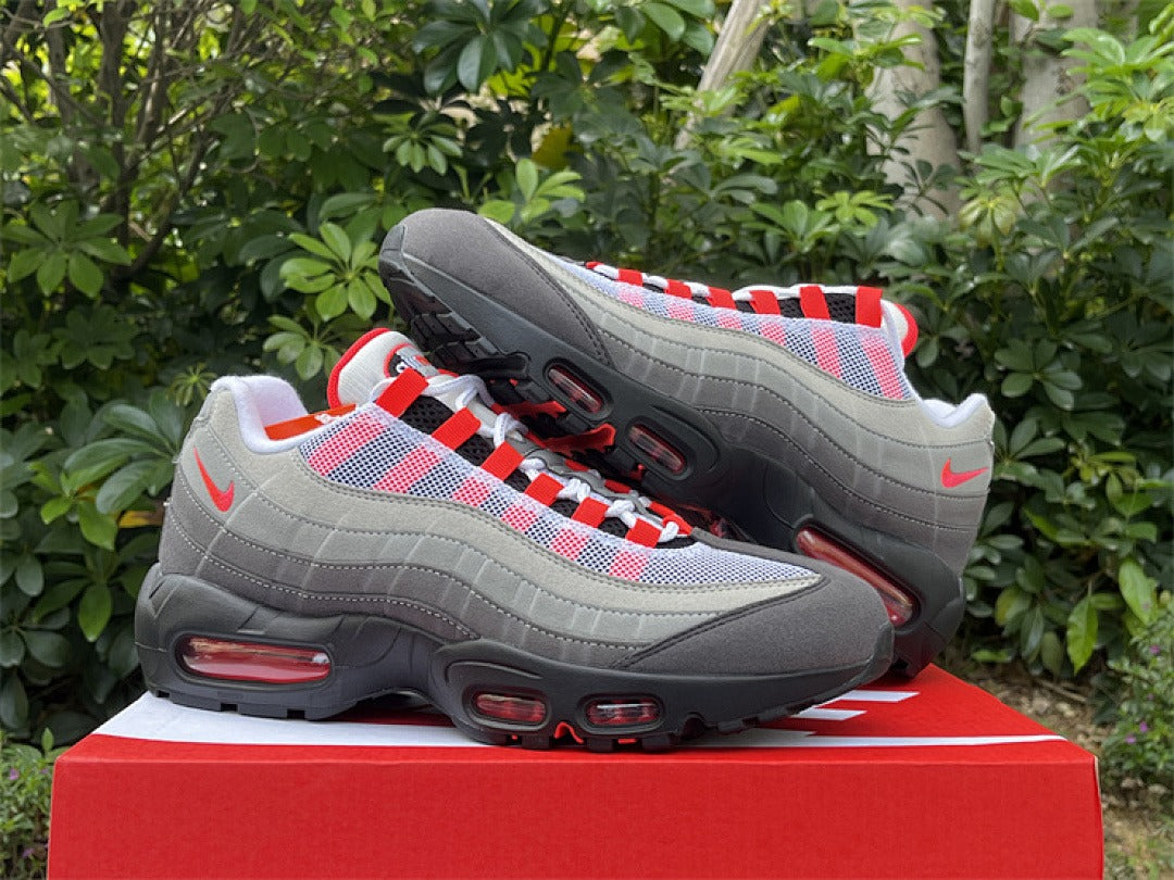 Nike Air Max 95 – Design-Inspired "Grey Red Solar" Custom Tribute Build AM95-GRYRED-007