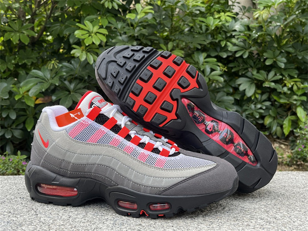 Nike Air Max 95 – Design-Inspired "Grey Red Solar" Custom Tribute Build AM95-GRYRED-007
