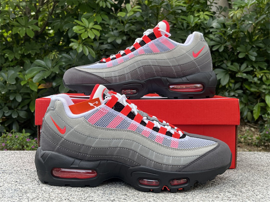 Nike Air Max 95 – Design-Inspired "Grey Red Solar" Custom Tribute Build AM95-GRYRED-007