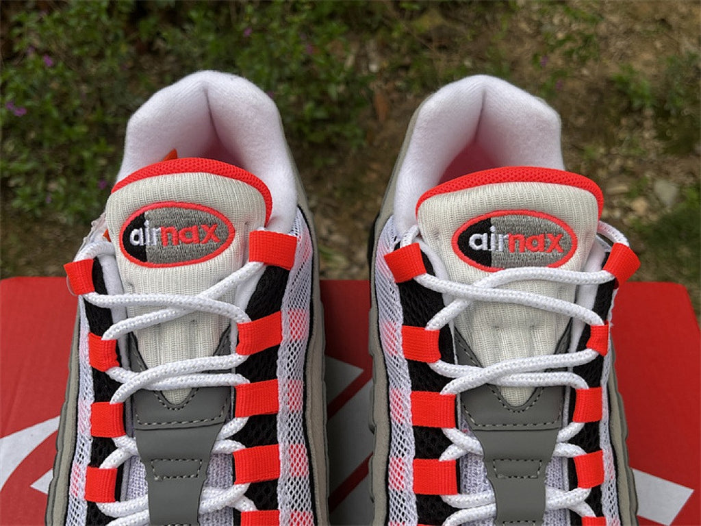 Nike Air Max 95 – Design-Inspired "Grey Red Solar" Custom Tribute Build AM95-GRYRED-007
