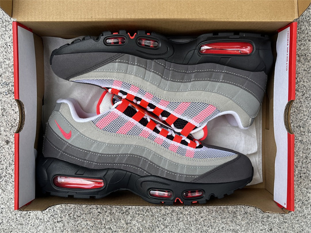 Nike Air Max 95 – Design-Inspired "Grey Red Solar" Custom Tribute Build AM95-GRYRED-007