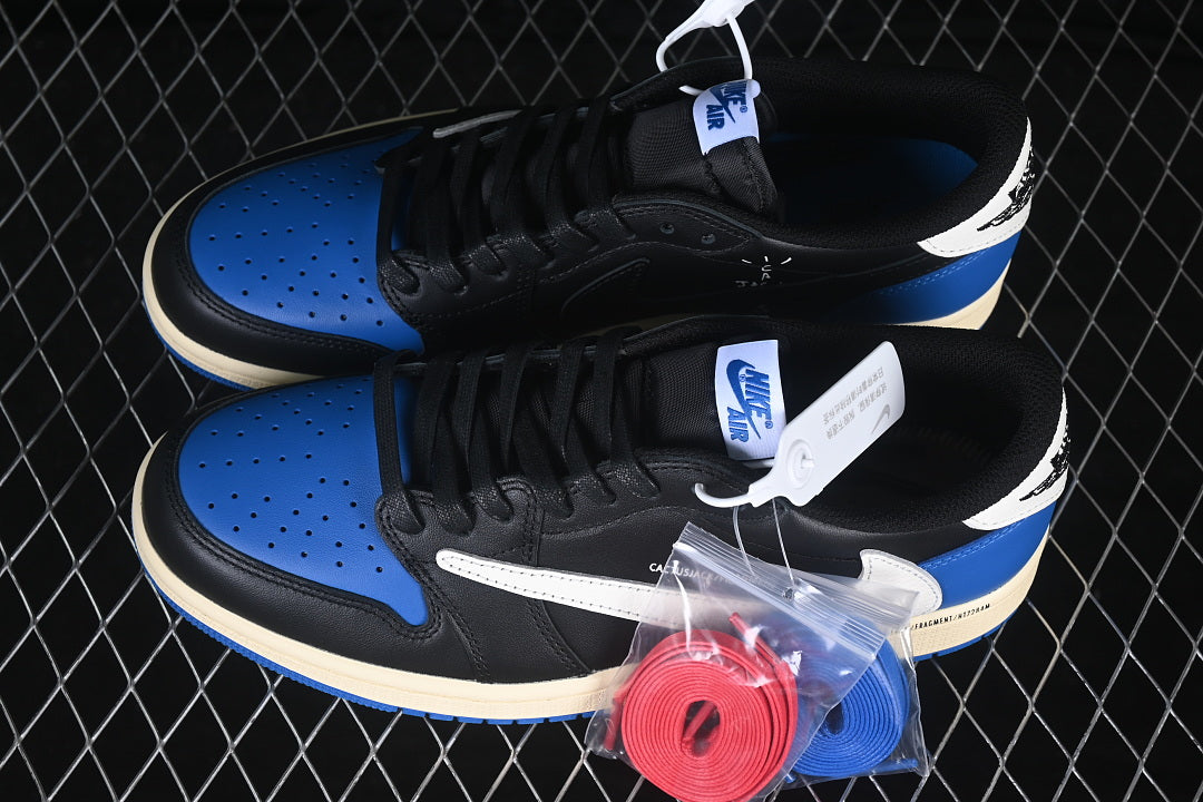 Air Jordan 1 Low OG – Design-Inspired "Travis Scott x Fragment Black Royal" Custom Tribute Build AJ1L-FRAGTS-001