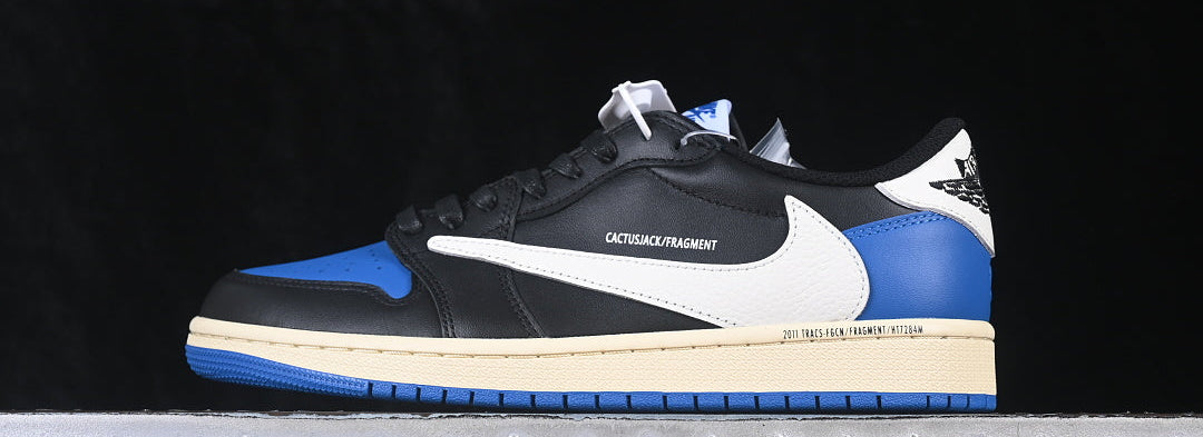 Air Jordan 1 Low OG – Design-Inspired "Travis Scott x Fragment Black Royal" Custom Tribute Build AJ1L-FRAGTS-001