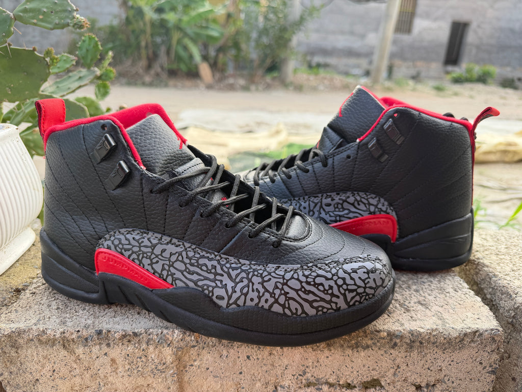 Jordan 12 - Design‑Inspired “Black - Elephant Print.”  Custom Fantasy Build - AJ12‑BLKELE‑1221