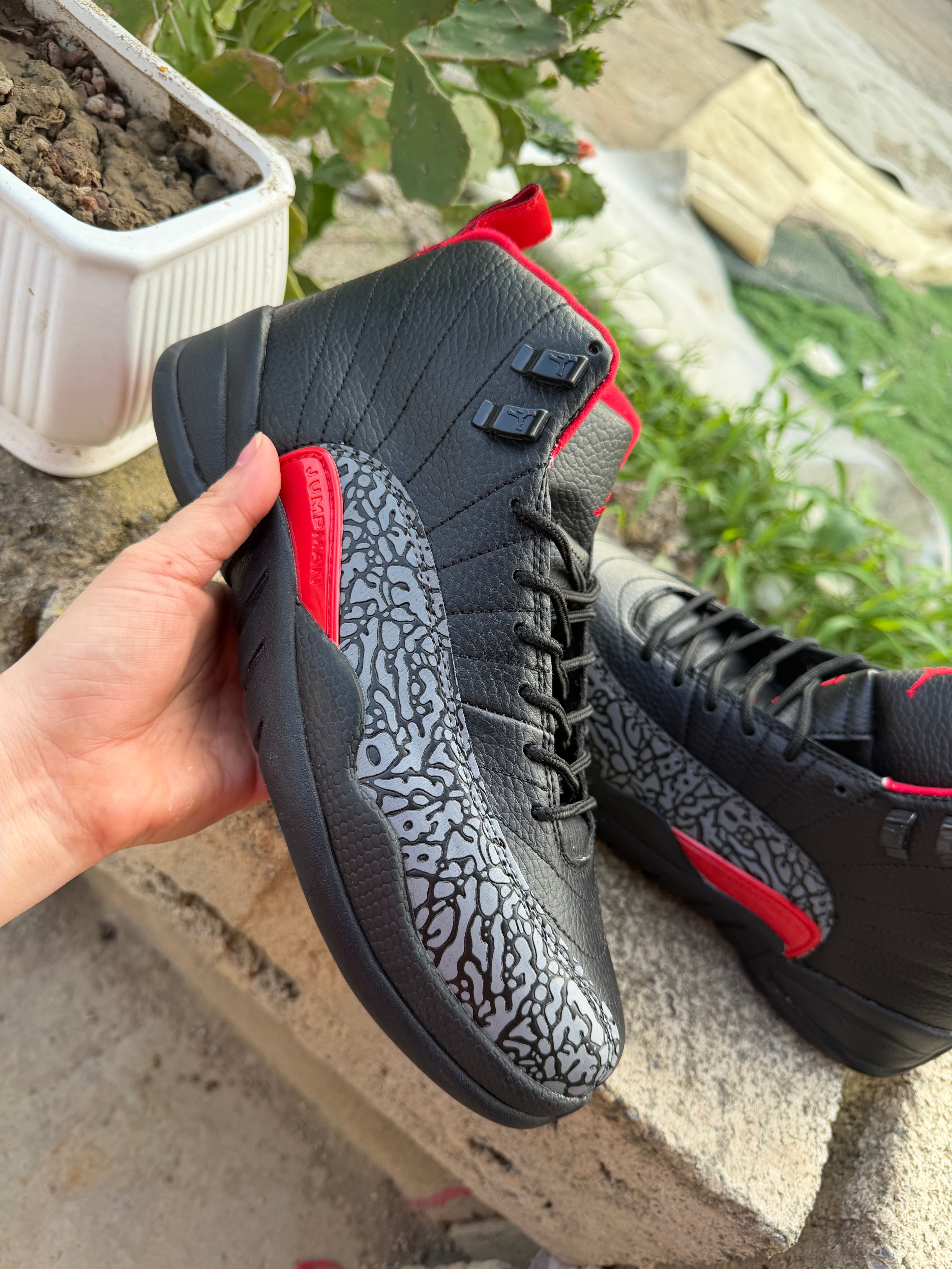 Jordan 12 - Design‑Inspired “Black - Elephant Print.”  Custom Fantasy Build - AJ12‑BLKELE‑1221