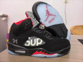Jordan 5 Design-Inspired - Supreme - "Black" "Black & Red" Custom Tribute - AJ5-SUPB-541
