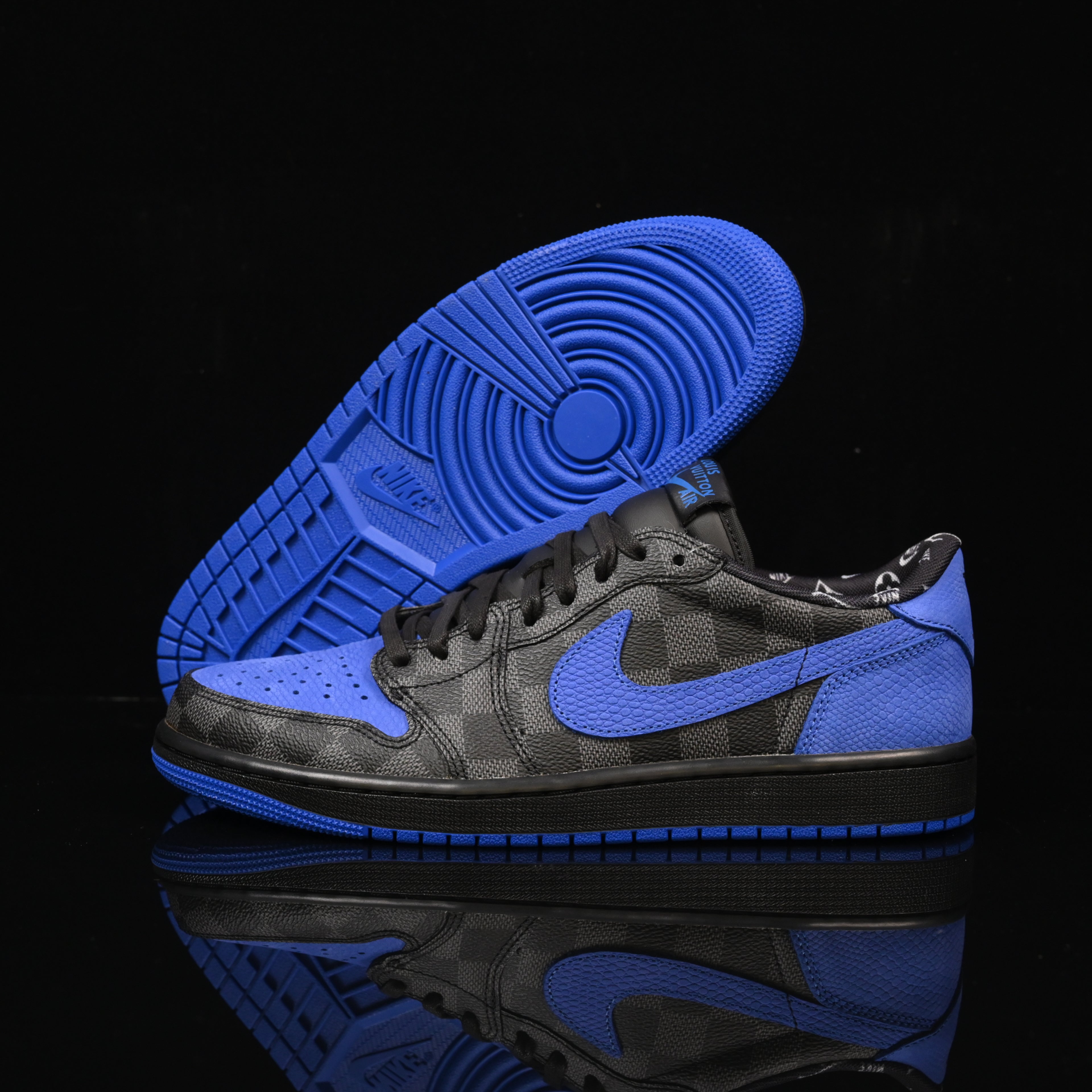 Jordan 1 Low – Design-Inspired "LV Blue Geckos" Custom Fantasy Build AJ1-LVCLB-053