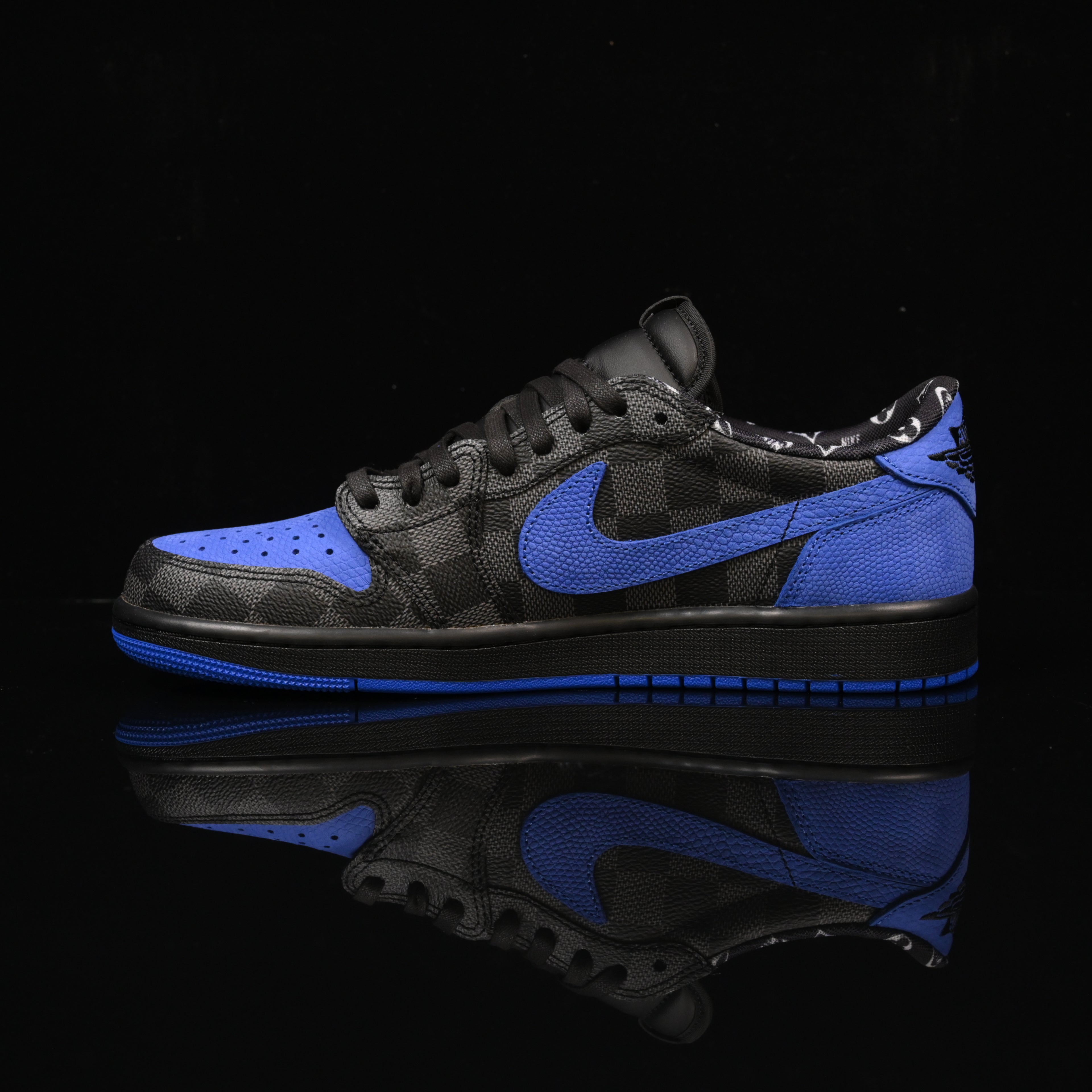 Jordan 1 Low – Design-Inspired "LV Blue Geckos" Custom Fantasy Build AJ1-LVCLB-053