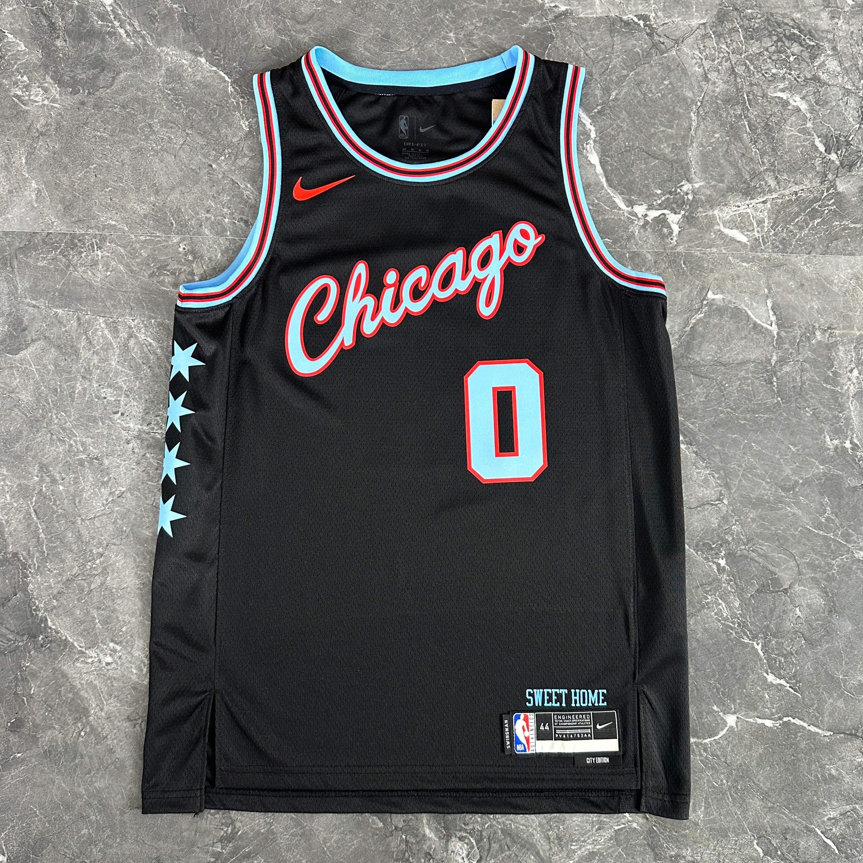 Chicago Bulls — Coby White #0 City Edition Jersey (Black/Sweet Home)