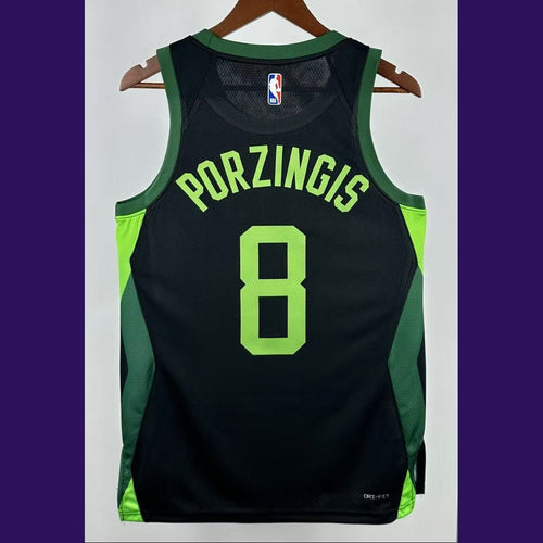 Boston Celtics — Kristaps Porzingis 8 City Edition Jersey (Black/Neon Green) - Sole Revival and Redemption LLC