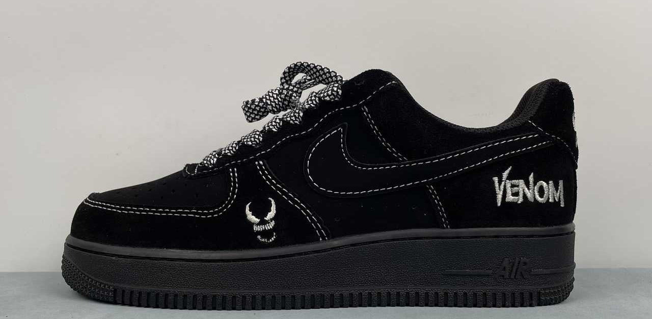 Air Force 1 – Design-Inspired "Venoms" Black Suede Fantasy Build AF1-034
