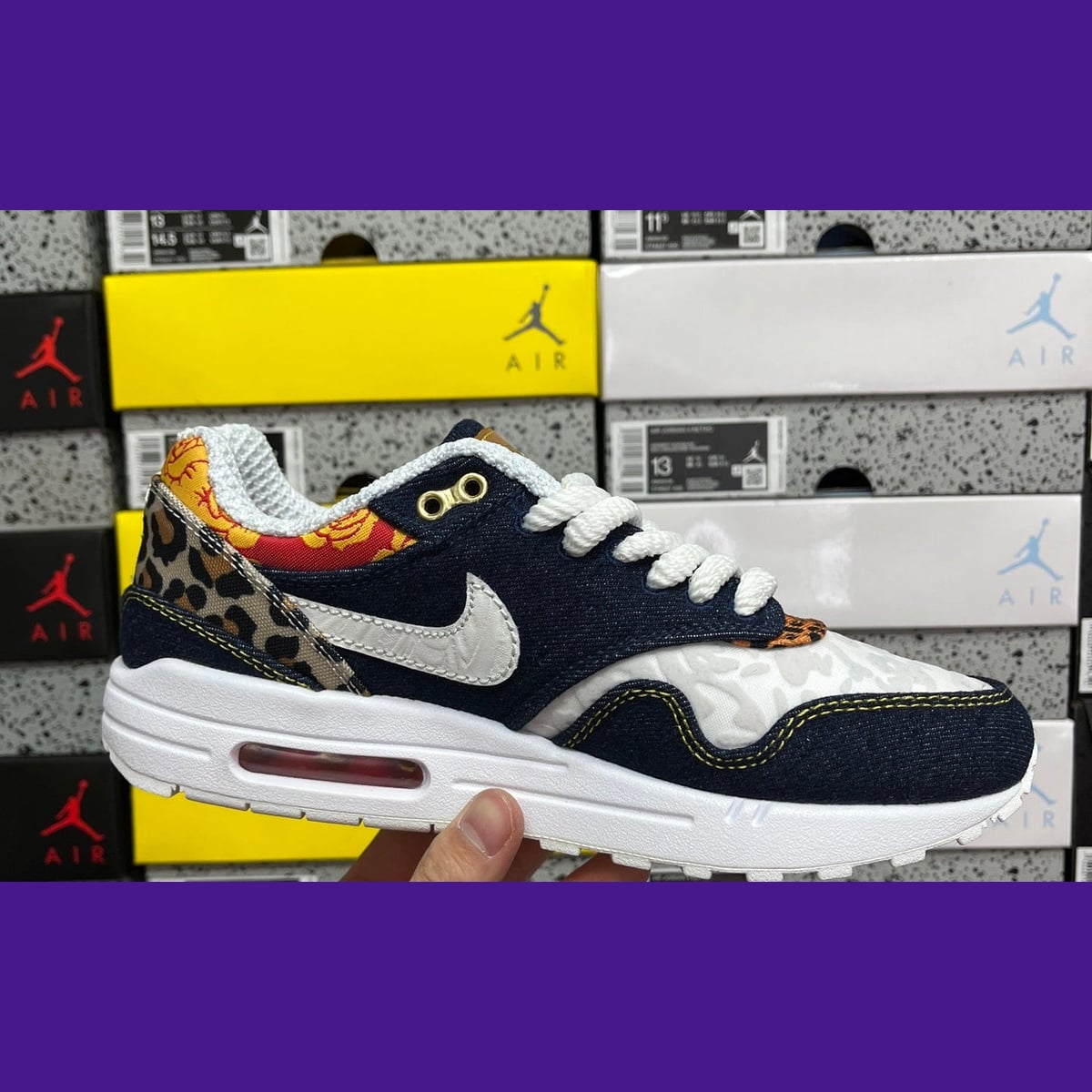 Nike Air Max 1 Design-Inspired - "Denim Leopard" - AM1-DENLEO-013 - Sole Revival and Redemption LLC