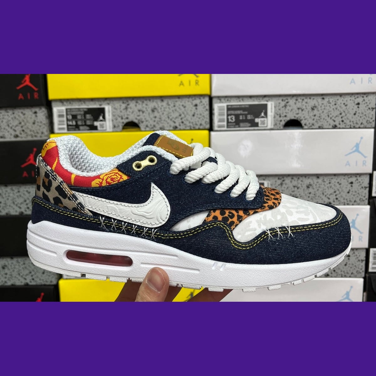 Nike Air Max 1 Design-Inspired - "Denim Leopard" - AM1-DENLEO-013 - Sole Revival and Redemption LLC