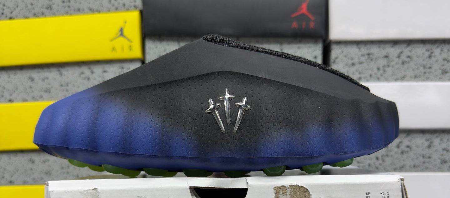 Nike Mind 001 Slides — Design‑Inspired Footwear- NOCTA - Black - Gradient Blue Neon Green
