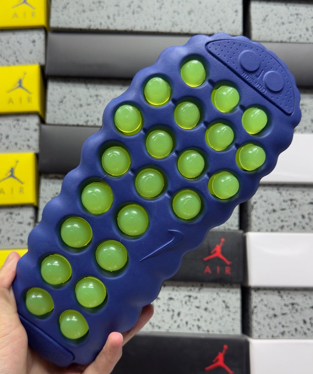 Nike Mind 001 Slides — Design‑Inspired Footwear- NOCTA - Black - Gradient Blue Neon Green
