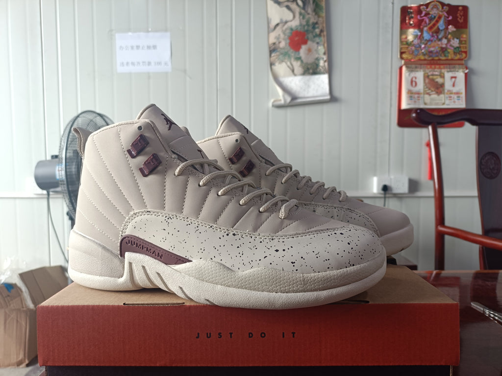 Jordan 12 Design-Inspired - "Eggnog" "Tan & Brown" Custom Tribute - AJ12-EGGNOG-1227