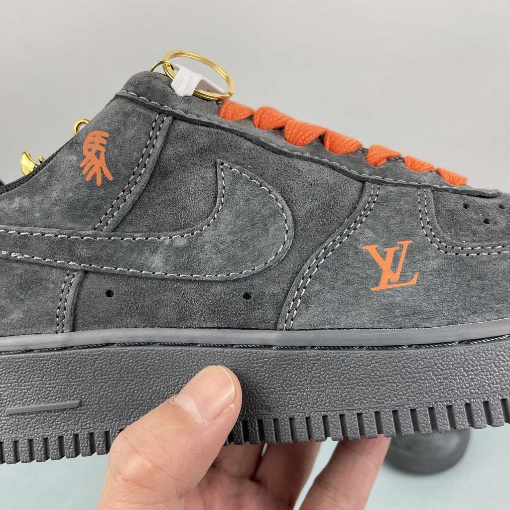 Air Force 1 – Design-Inspired "LV-Collab" Charcoal/Orange Fantasy Build AF1-032