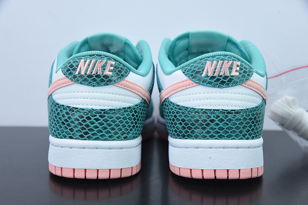 SBDNK‑051 — Nike SB Dunk Low “Green Snakeskin / Salmon Pink” — Design‑Inspired