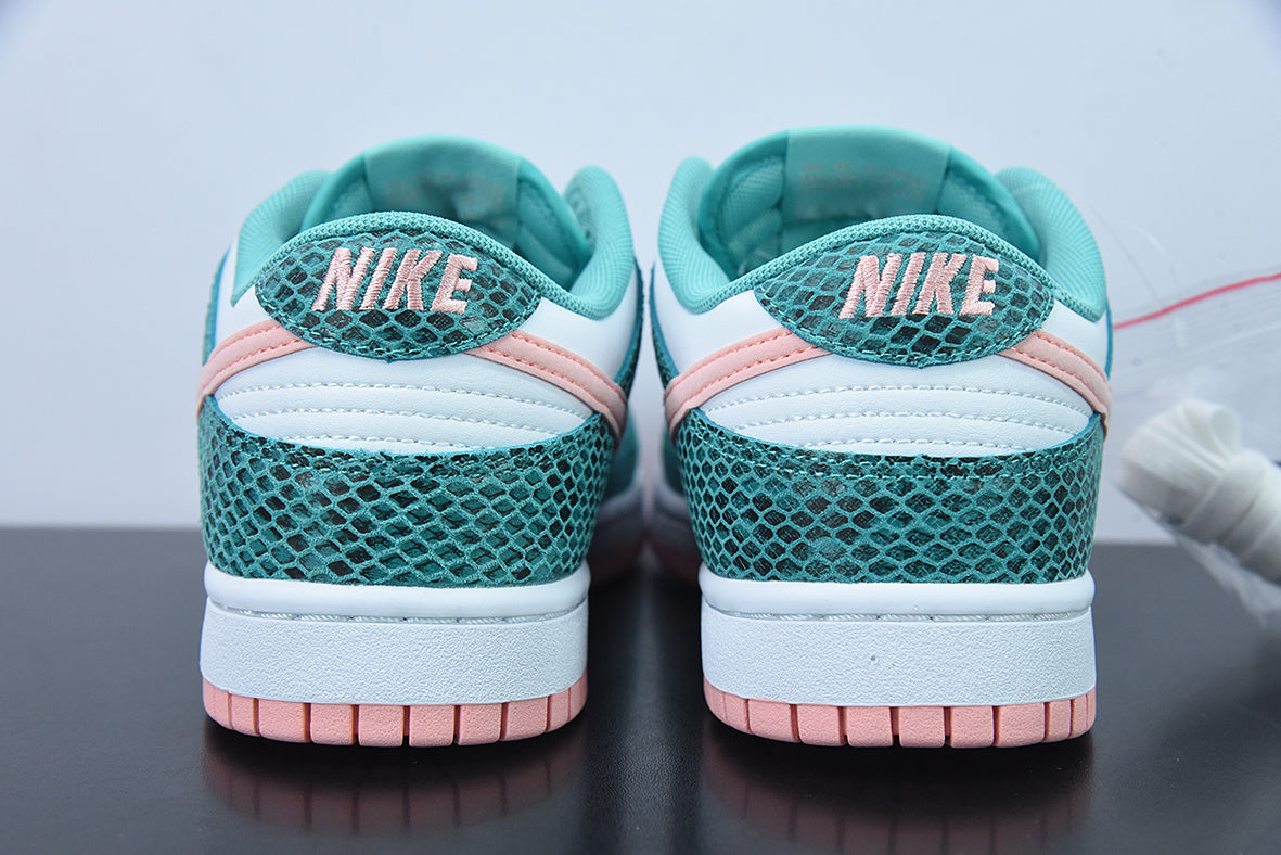 SBDNK‑051 — Nike SB Dunk Low “Green Snakeskin / Salmon Pink” — Design‑Inspired