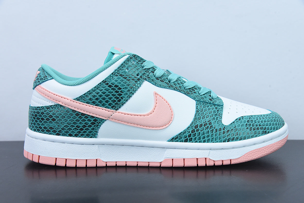 SBDNK‑051 — Nike SB Dunk Low “Green Snakeskin / Salmon Pink” — Design‑Inspired