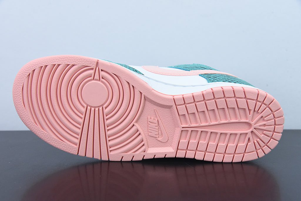 SBDNK‑051 — Nike SB Dunk Low “Green Snakeskin / Salmon Pink” — Design‑Inspired