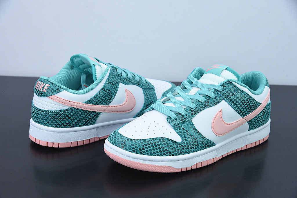SBDNK‑051 — Nike SB Dunk Low “Green Snakeskin / Salmon Pink” — Design‑Inspired