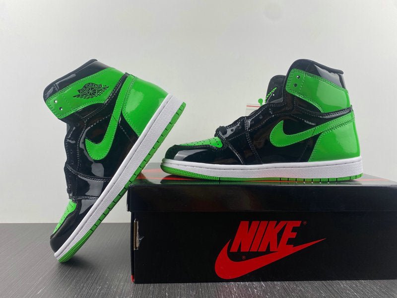 Jordan 1 High Design-Inspired - "Green & Black Patent" - AJ1-PATGRNBLK-046 - Sole Revival and Redemption LLC