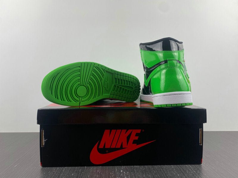 Jordan 1 High Design-Inspired - "Green & Black Patent" - AJ1-PATGRNBLK-046 - Sole Revival and Redemption LLC