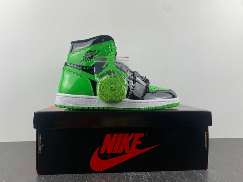 Jordan 1 High Design-Inspired - "Green & Black Patent" - AJ1-PATGRNBLK-046 - Sole Revival and Redemption LLC