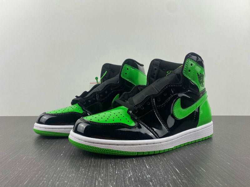 Jordan 1 High Design-Inspired - "Green & Black Patent" - AJ1-PATGRNBLK-046 - Sole Revival and Redemption LLC
