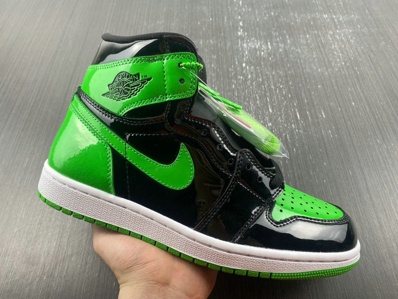 Jordan 1 High Design-Inspired - "Green & Black Patent" - AJ1-PATGRNBLK-046 - Sole Revival and Redemption LLC