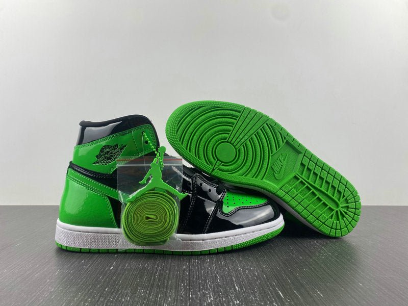 Jordan 1 High Design-Inspired - "Green & Black Patent" - AJ1-PATGRNBLK-046 - Sole Revival and Redemption LLC