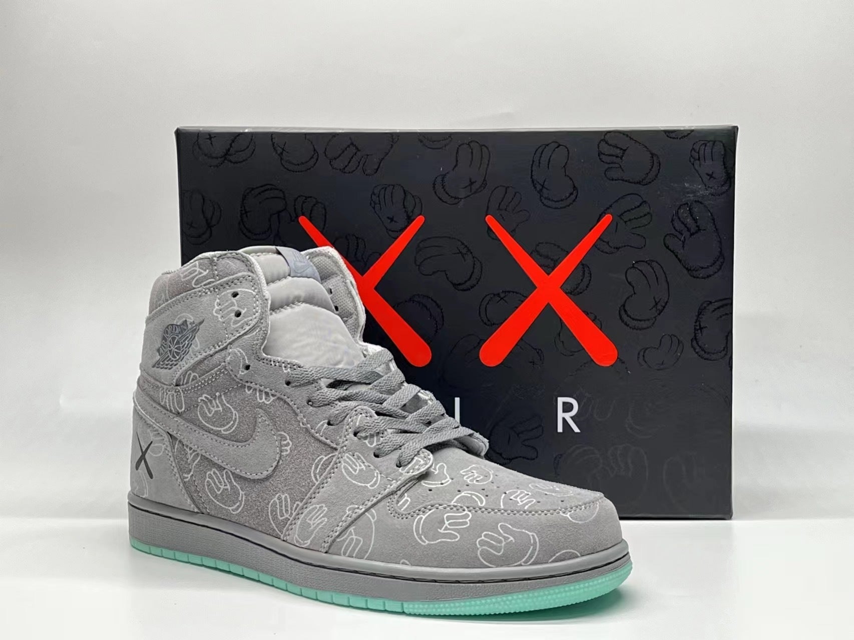 039 — Jordan 1 High “KAWS Grey/Black Glow” — Design‑Inspired