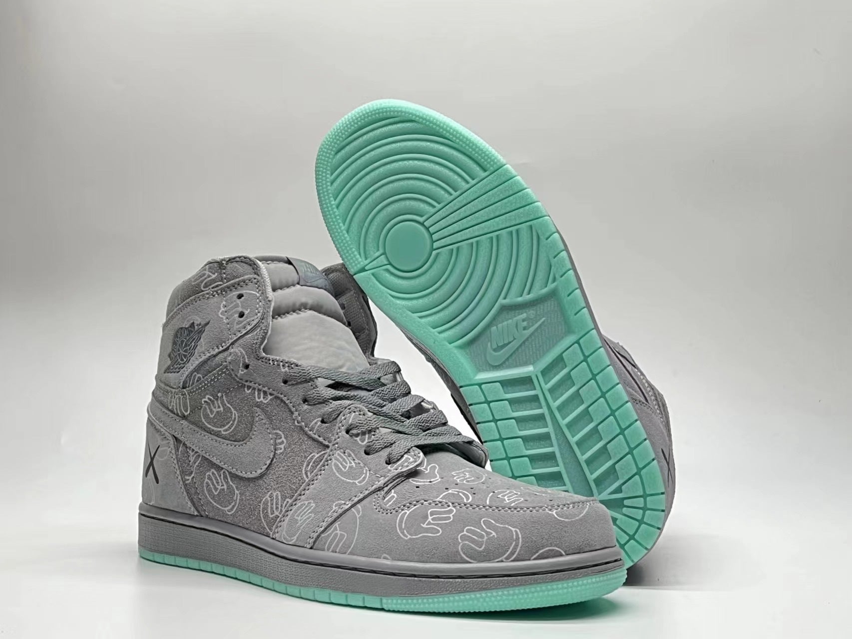 039 — Jordan 1 High “KAWS Grey/Black Glow” — Design‑Inspired