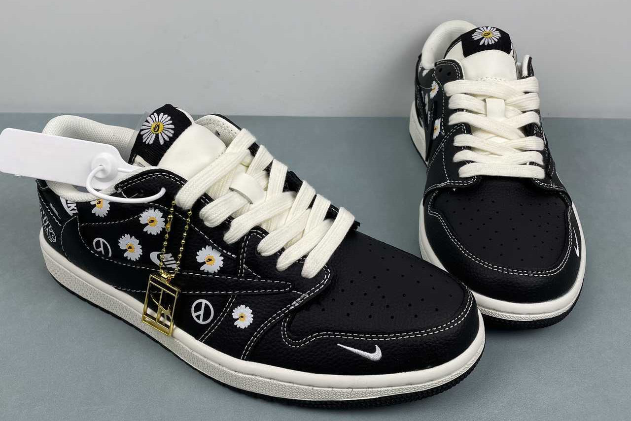 Jordan 1 Low – Design‑Inspired "Travis Scott" "Peace & Blooms" Custom Fantasy Build TS‑JRDNS‑051