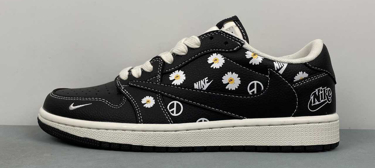 Jordan 1 Low – Design‑Inspired "Travis Scott" "Peace & Blooms" Custom Fantasy Build TS‑JRDNS‑051