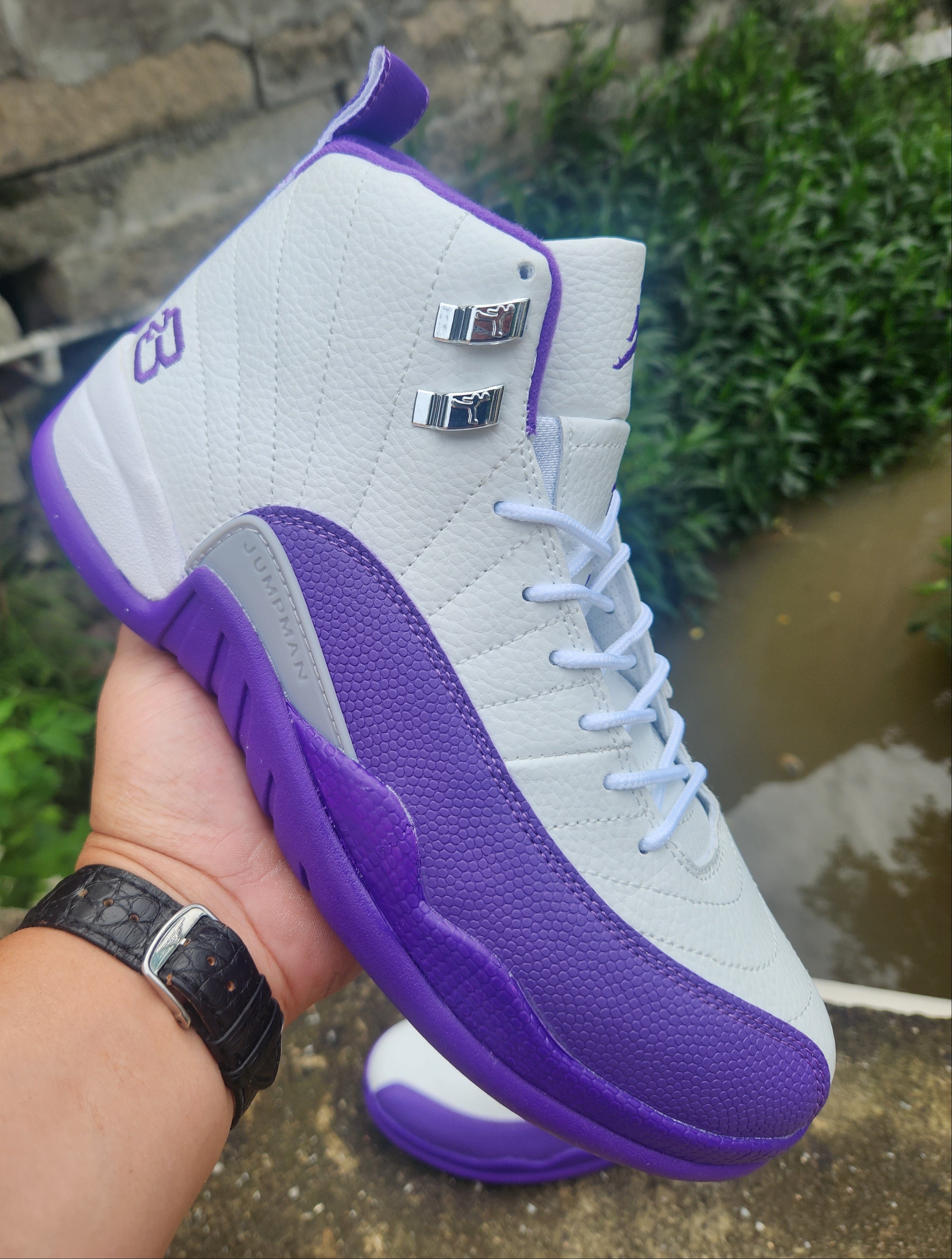 Jordan 12 Design-Inspired - "Kevin Martin PE" "White & Purple" Custom Tribute - AJ12-KVNMRTNPE-1229