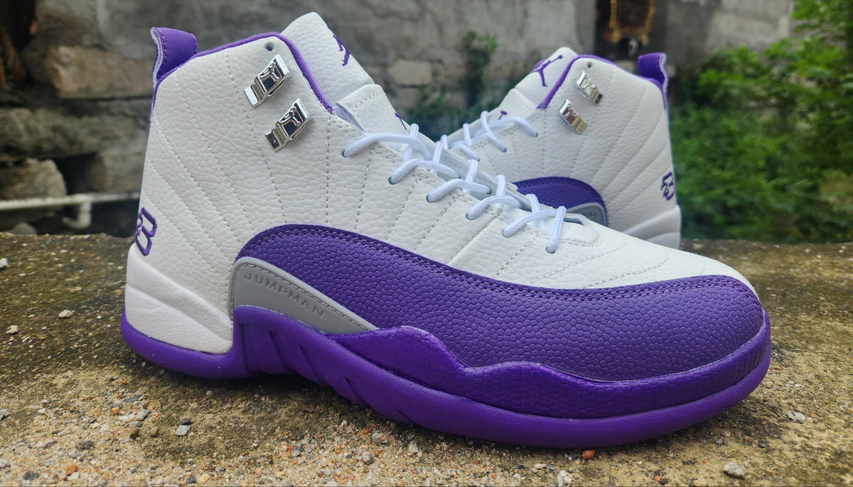 Jordan 12 Design-Inspired - "Kevin Martin PE" "White & Purple" Custom Tribute - AJ12-KVNMRTNPE-1229
