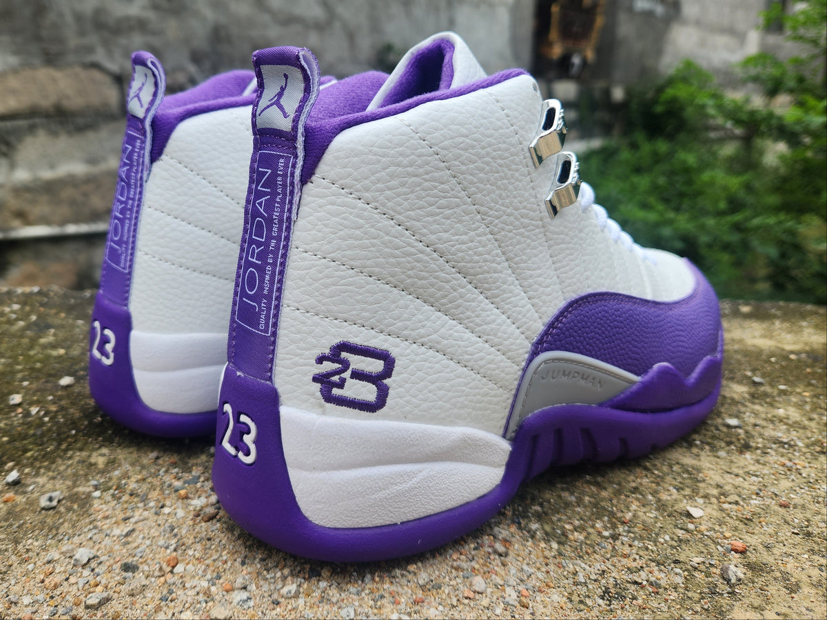 Jordan 12 Design-Inspired - "Kevin Martin PE" "White & Purple" Custom Tribute - AJ12-KVNMRTNPE-1229