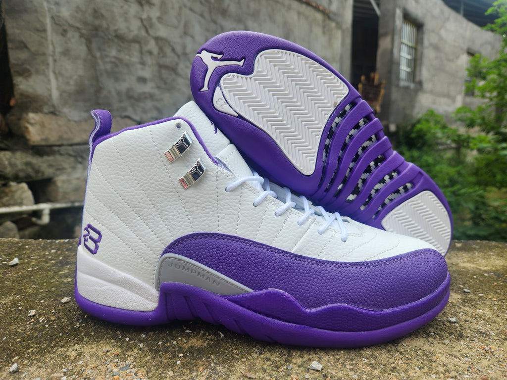 Jordan 12 Design-Inspired - "Kevin Martin PE" "White & Purple" Custom Tribute - AJ12-KVNMRTNPE-1229